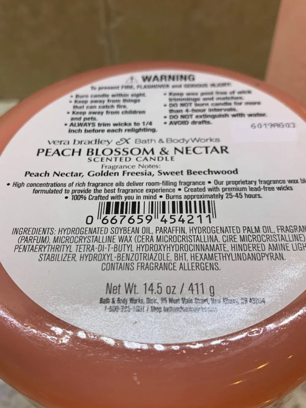 Bath & Body Works Vera Bradley Peach Blossom & Nectar Duo Candle / Hand Soap NWT